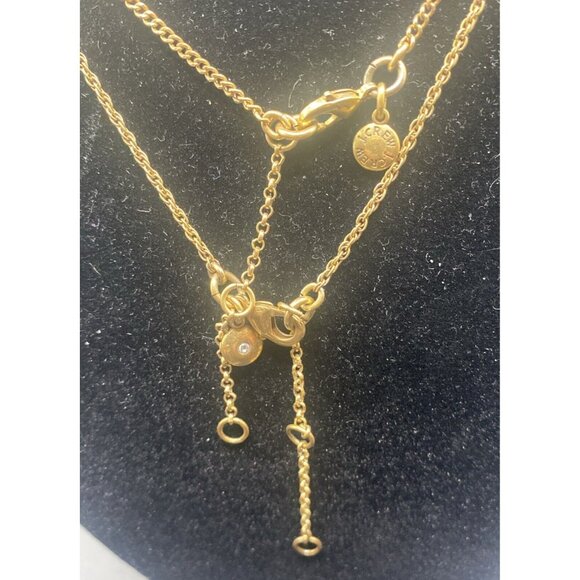 Signed J. Crew Necklaces Round Medallion Two Pendant Chain Gold Tone 14" and 18" - Picture 3 of 8